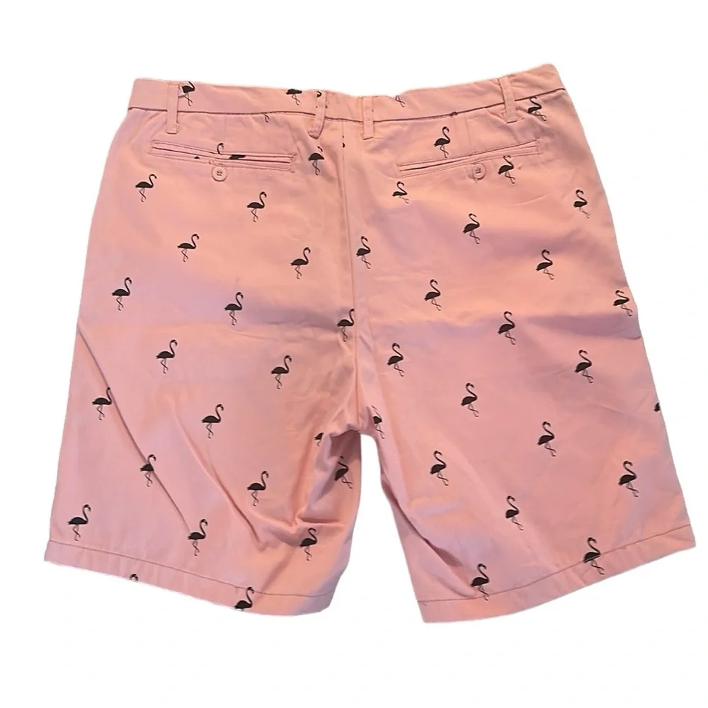 Cooper denim flat front shorts men’s pink flamingo print size 36